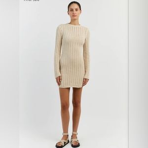 Dissh Stevie Natural long sleeve mini dress in size small